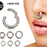 Large Gauge Titanium Septum Clicker Nose Ring, Septum Jewellery Large gauge, Big Size Nose Piercing - Segment Hinged Ring - 12G to 4G