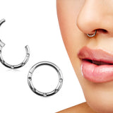 Titanium Clicker Septum with CZ Clear Crystal- 14g Nose Ring Also for Daith Ring, Helix Cartilage Piercing, Lip Ring - Implant Grade ASTM F136