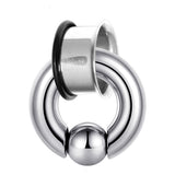 Single Flare Ear Plugs with Spring Ball BCR Ring, Captive Ball Hoop - Big Gauge 8G to 00G Ear Piercing, Ear Gauges, Ear Stretchers