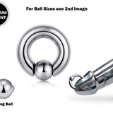 Titanium PA Ring, Captive Prince Albert Ring Piercing with Spring Ball 8g to 00g Big Gauge Genital Piercing Jewelry Also Piercing for Septum