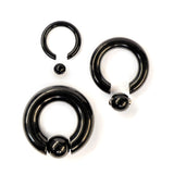Titanium Black Captive Ball Ring Piercing 18g to 00g ,Big Gauge is with Spring Ball Septum Nose Piercing Jewelry Also Piercing for Genital