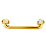 14K Gold Surface Barbell with Opal Stones Dermal Staple Piercing Internally Threaded 16G 14G Body Jewellery - Sold in 1pc