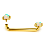 14K Gold Surface Barbell with Opal Stones Dermal Staple Piercing Internally Threaded 16G 14G Body Jewellery - Sold in 1pc