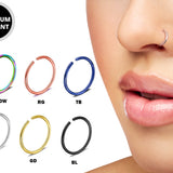 Titanium Thin Nose Ring, Nostril Ring 20g 18g Seamless Ring in many Colours - Cartilage, Tragus, Ring Hoop, Indian Nose Ring