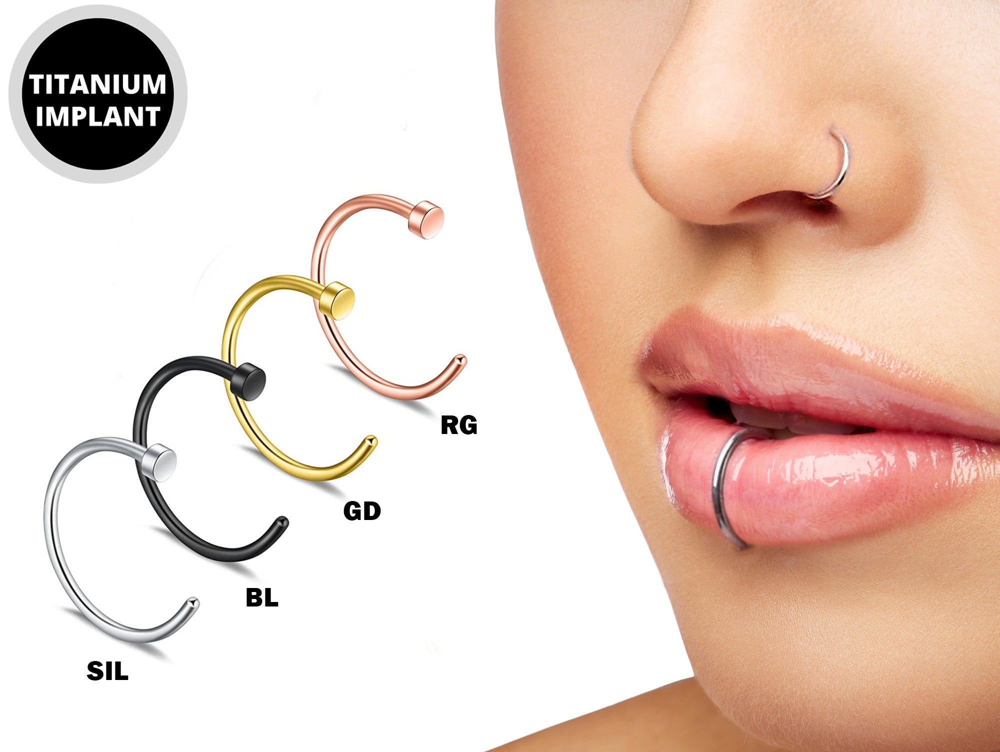 fake c clip lip and nose rings Spring On Rings Fake Lip Hoop Rings Body Piercing G6 F0C8 Its like having a secret weapon in your style arsenal that never lets you down Fake Lip Stud - Etsy