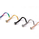 Titanium Indian Nose Studs Nostril Screw with Gem Balls 20g 18g 16g Nose pin in many Colours - Vacuum Plated - Externally Threaded Ball