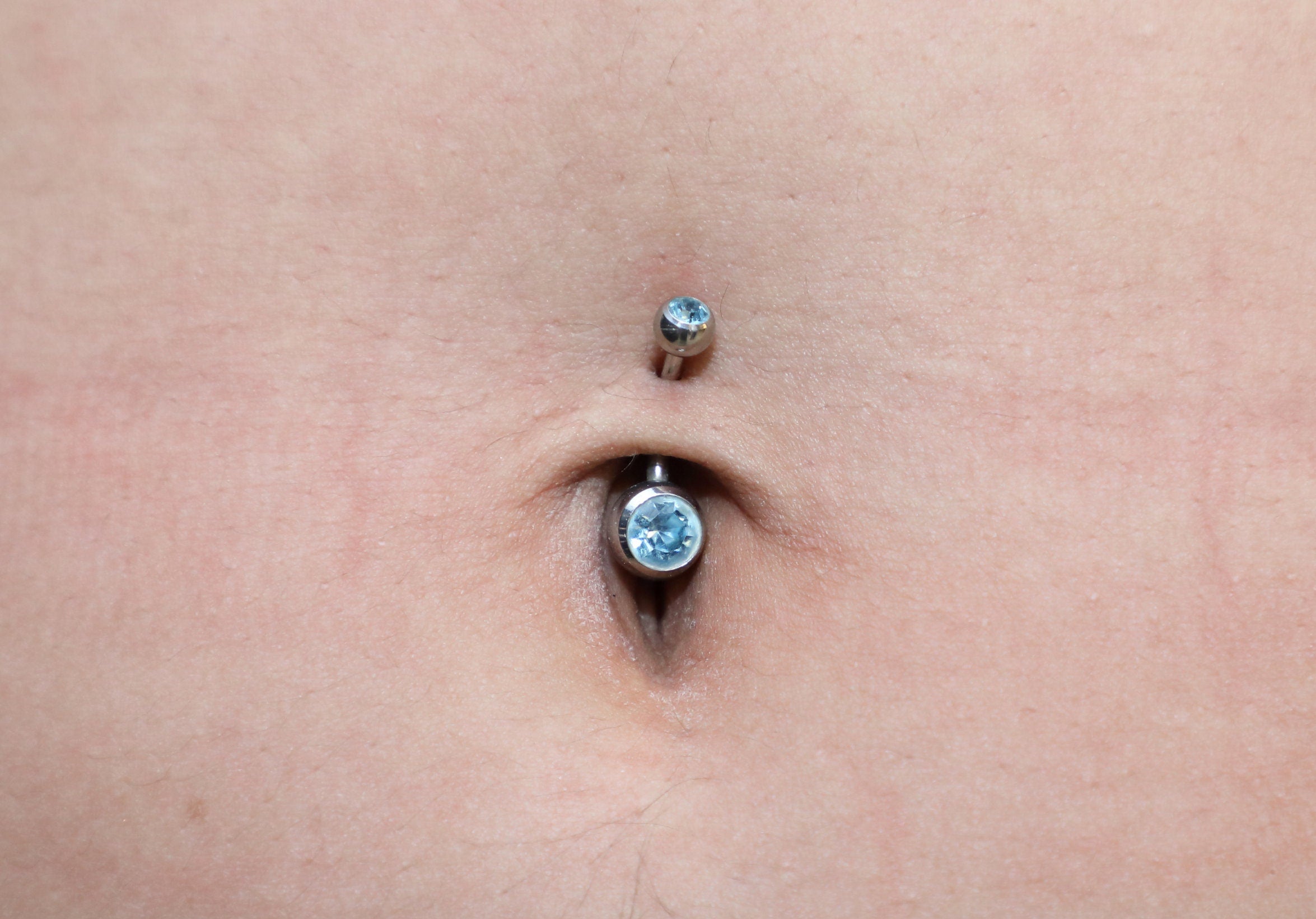 Titanium Internally Threaded Belly Bar, Belly Ring - 14g Double Jeweled Belly Crystal Body Jewellery Navel Piercing