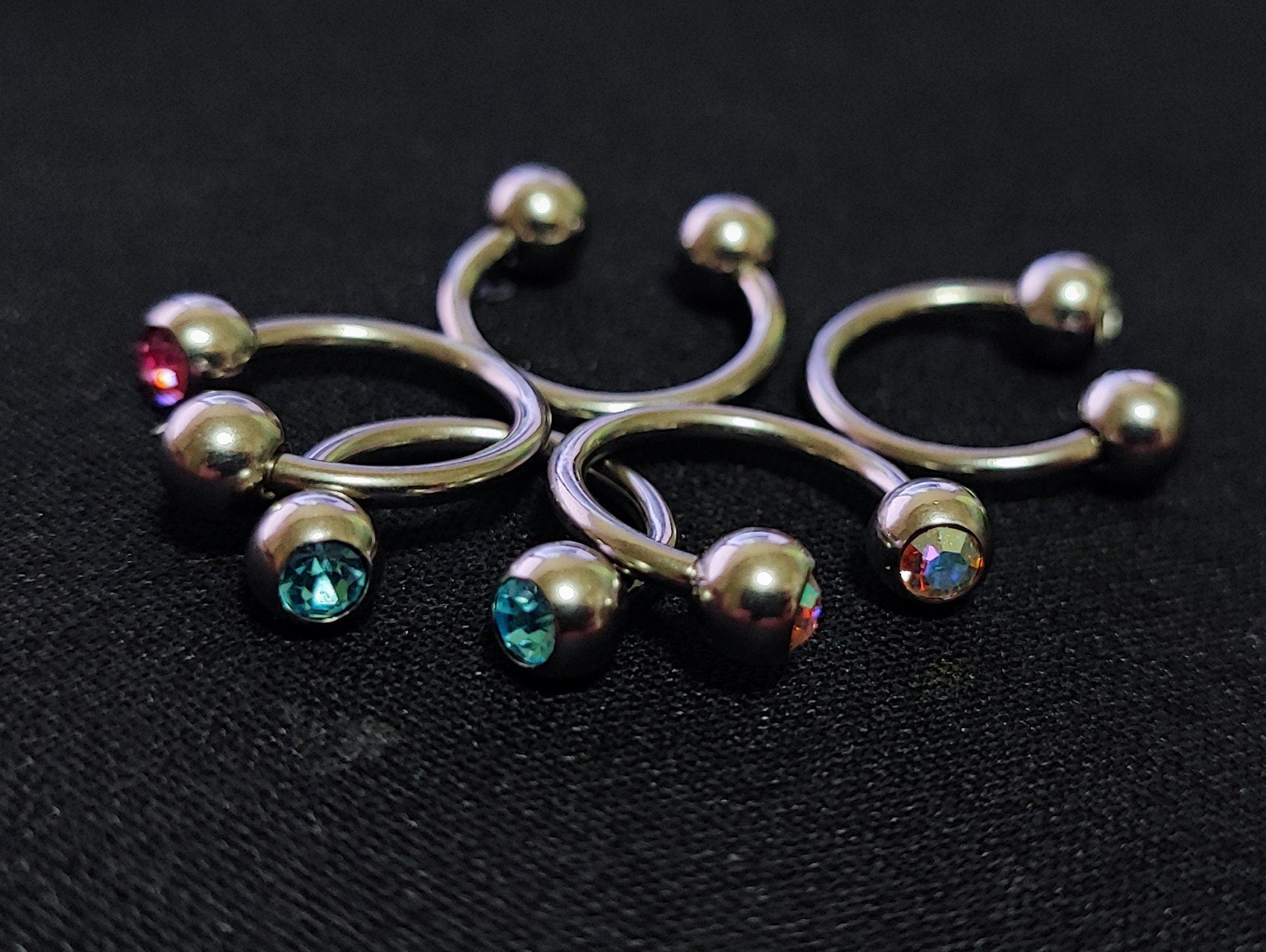 Titanium Horseshoe Ring Piercing 18g 16g 14g Septum Jewelry Bull Piercing with Gem Ball CZ Crystals - Also for Nipple, PA Ring and Lips