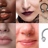 Titanium Horseshoe Front Facing Barbell Nose Septum - 16g 14g Externally Threaded Ring with CZ Crystals - Body Jewelry Lip Ring, Daith Ring