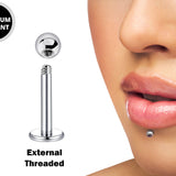 Titanium Labret Stud Piercing 18g 16g 14g Lip Piercing External or Internally Threaded for Tragus Helix Cartilage Madonna Medusa Side Labret