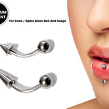 Titanium Spike Vertical Labret Stud Lip Piercings - Spikes / Cone 18g 16g 14g Curved Bar - Also Piercing Stud for Anti- Eyebrow, Rook