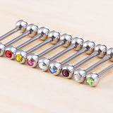 Titanium Nipple Barbell with Gem CZ Crystal, Nipple Jewelry Studs 16g 14g Nipple Piercing - Externally Threaded - Double Gem