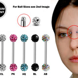 Titanium Upper Nose Bridge Piercing, Ferido Barbell Studs 18g, 16g, 14g Body Piercing Barbell with Disco Ball CZ Crystals