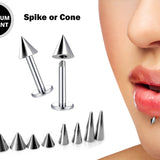 Cone / Spike Labret Stud Piercing Jewelry - 18g 16g 14g Titanium Lip Piercing Also for Tragus Helix Cartilage Madonna Medusa Side Labret