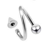 Ball/Cone/Spike Spiral Cartilage Piercing, Titanium Twisted Helix Earring 16g 14g in many Colours - Also Piercing for Lip, Eyebrow and Lobe