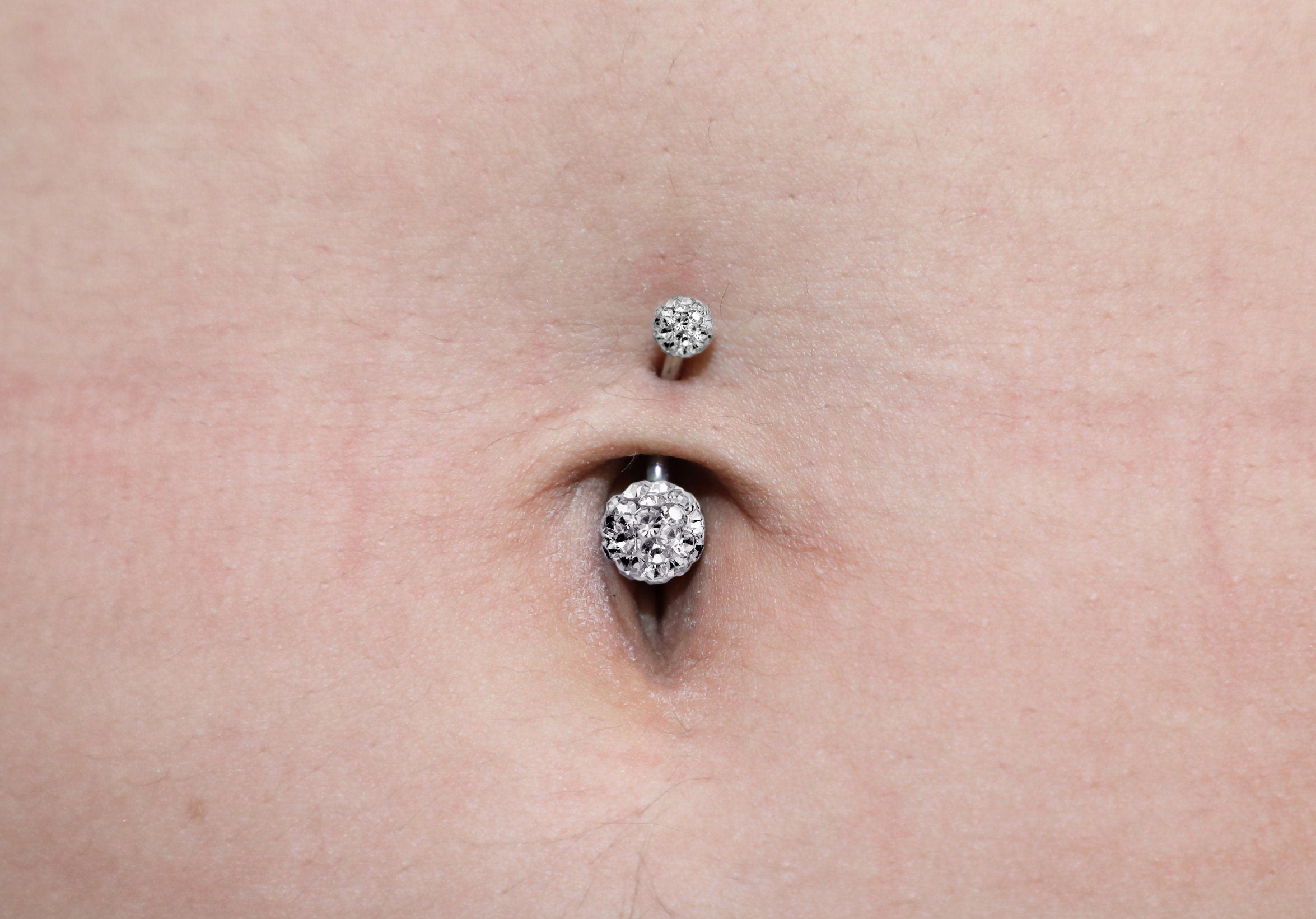 Disco Ball Belly Ring, Navel Ring - Titanium 14g Ferido Ball Bling Bling Belly Crystal Body Jewellery - Short and Long Belly Bars