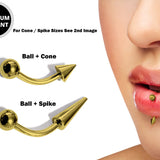Spike Vertical Labret Stud Lip Piercings - Coloured Titanium Spikes / Cone 18g 16g 14g Curved Bar Also Piercing Stud for Anti- Eyebrow, Rook