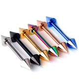Spike Barbell Bridge Piercing, Nose Piercing - Titanium 20G 18G 16G 14G - Barbell Stud Also for Nipple Bar, Ear Piercing