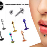 Lip Jewelry Cone/Spike Labret, Lip Piercing stud in 18G 16G 14G - Titanium Implant & Vacuum Plated labret Studs - Body Piercing Monroe