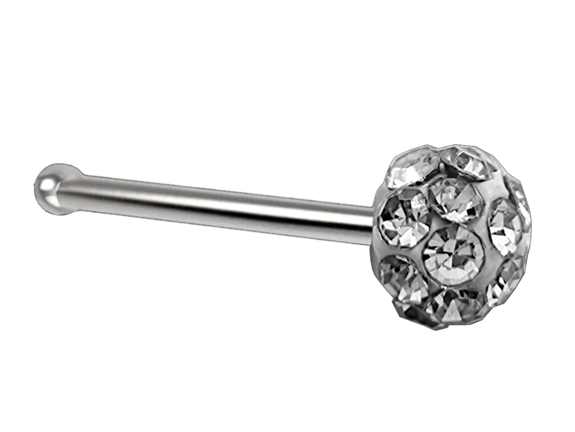 Straight Nose Stud Piercing, Titanium 20g Nose Pin with Fixed Ball CZ Crystals - Body Piercing for Nostril Stud, Nose Piercing, Nose bone
