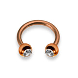 Horseshoe Ring Piercing Coloured with Gem Ball Crystals 18g 16g 14g Titanium Septum Jewelry Bull Piercing - Also for Nipple, PA Ring and Lip