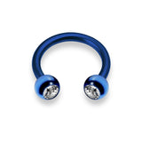 Horseshoe Ring Piercing Coloured with Gem Ball Crystals 18g 16g 14g Titanium Septum Jewelry Bull Piercing - Also for Nipple, PA Ring and Lip