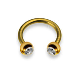 Horseshoe Ring Piercing Coloured with Gem Ball Crystals 18g 16g 14g Titanium Septum Jewelry Bull Piercing - Also for Nipple, PA Ring and Lip