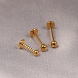 Labret Stud Lip Piercing in 14K Gold, Rose Gold and White Gold Body Piercing for Tragus, Ashley Jewelry, Cartilage Piercing- Hand Made