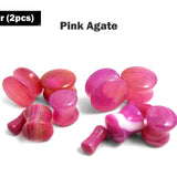 Double Flare Ear Plugs Tunnel - Natural Stone Stretching Gauges, Expander, Big Gauges - 1 Pair (2pcs) - Size 8G 6G 4G 2G 1G 0G 00G