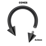 Titanium Internally Threaded Spike Horseshoe Ring Piercing 16g 14Gg Septum Jewelry Bull Piercing Also for Nipple, PA Ring and Lip Jewelry