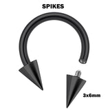 Titanium Internally Threaded Spike Horseshoe Ring Piercing 16g 14Gg Septum Jewelry Bull Piercing Also for Nipple, PA Ring and Lip Jewelry