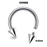 Titanium Internally Threaded Spike Horseshoe Ring Piercing 16g 14Gg Septum Jewelry Bull Piercing Also for Nipple, PA Ring and Lip Jewelry