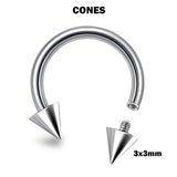 Titanium Internally Threaded Spike Horseshoe Ring Piercing 16g 14Gg Septum Jewelry Bull Piercing Also for Nipple, PA Ring and Lip Jewelry