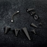 Black Eyebrow Piercing Jewelry Titanium Cone/Spike Curved Bar 18g 16g 14g Top part with Different sizes - Body Piercing, Anti-Eyebrow