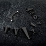 Black Eyebrow Piercing Jewelry Titanium Cone/Spike Curved Bar 18g 16g 14g Top part with Different sizes - Body Piercing, Anti-Eyebrow