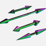 Titanium Spike Nipple Barbell, Nipple Jewelry Studs 16g 14g Rainbow Nipple Piercing - Cone / Spike Straight Barbell Externally Threaded