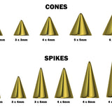Gold Spike Horseshoe Ring Piercing 18g 16g 14g Cone Titanium Septum Jewelry Bull Piercing Also for Nipple, PA Ring and Lips