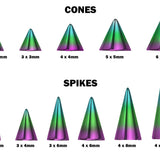 Rainbow Spike Horseshoe Ring Piercing 18g 16g 14g Cone Titanium Septum Jewelry Bull Piercing Also for Nipple, PA Ring and Lips