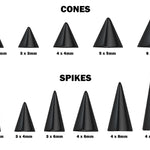 Titanium Black Spike Nipple Barbell, Nipple Jewelry Studs 16g 14g Nipple Piercing - Cone / Spike Straight Barbell Externally Threaded