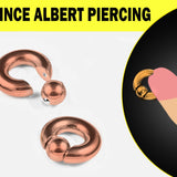 Rose Gold Prince Albert Piercing, Prince Albert Jewelry, PA Ring Captive Bead Ring, Captive Prince 8G to 00G - Spring Ball Closure