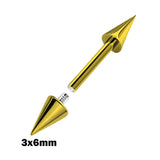 Titanium Gold Spike Nipple Barbell, Nipple Jewelry Studs 16g 14g Nipple Piercing - Straight Barbell Internally Threaded