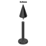 Black Spike Labret Stud Titanium Piercing Internally Threaded Lip piercing, Lip Ring Labret Snake Bites