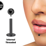 Titanium Black Labret Stud Piercing 18g 16g 14g Lip Piercing External or Internally Threaded for Tragus Helix Cartilage, Medusa Labret