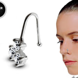 Silver Round Nose Cuffs, Nose Clip Pin, Nose Jewelry for Women with CZ Crystals - Fake Nose stud