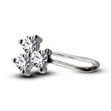 Silver Round Nose Cuffs, Nose Clip Pin, Nose Jewelry for Women with CZ Crystals - Fake Nose stud