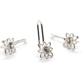 Sterling Silver Filigree Flower Design Nose Clip, Nose Pin, Nose Jewelry for Women with CZ Crystals - Fake Nose stud