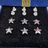 Plastic Post Star Stud Earrings - Hypoallergenic Crystal Earrings - 3 Pairs + Gift Box