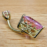 Heart Belly Bar Crystal , Silver Gold Plated Navel Ring with Side Designs - 14G Length is 10mm