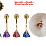 Belly Ring with Precious Stone Crystal Belly Button Piercing - Belly Bar - made of 14K Gold Fine Jewelry Hand Set and Hand Polished
