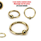 Solid Gold 14K Hoop Ring Piercing - 1K Gold Body Piercing for Ears, Tragus, Helix Ring, Conch Hoop, Septum, Cartilage - 14G & 16G